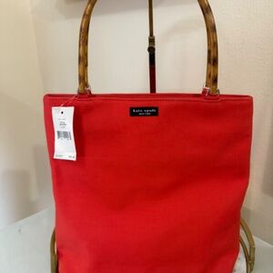 Vintage Kate Spade Coral Tote with Bamboo Handles - Never used, with Tags